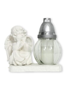 STATUA ANĐEO SJEDEĆI BIJELI LAMPION 620S